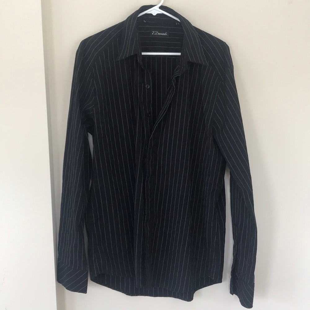 Men’s Black Dress Shirt “7 Diamonds” (M)